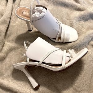 Wild Pair Strappy White Heels 7